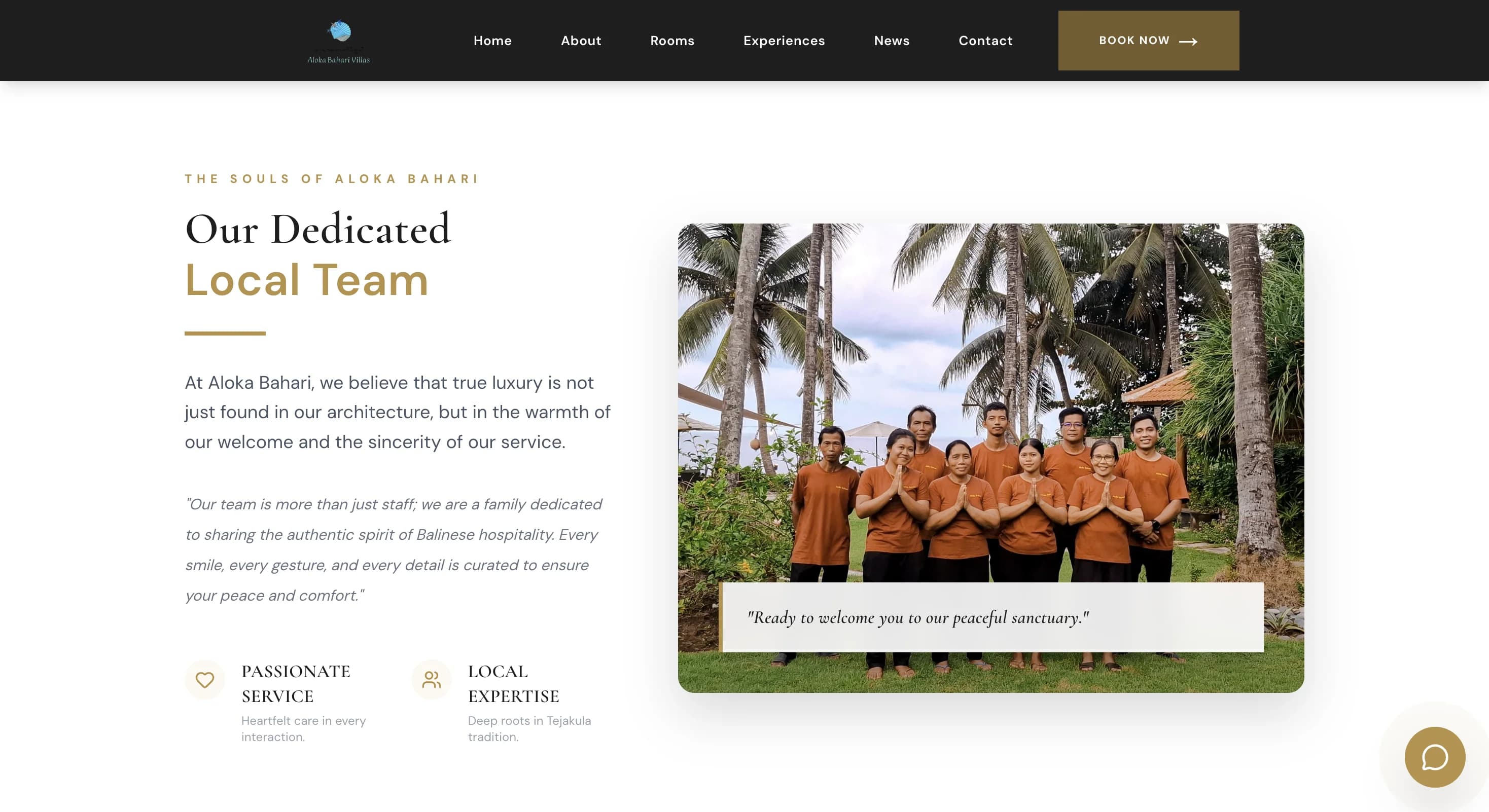Tampilan reservasi Aloka Bahari Villa