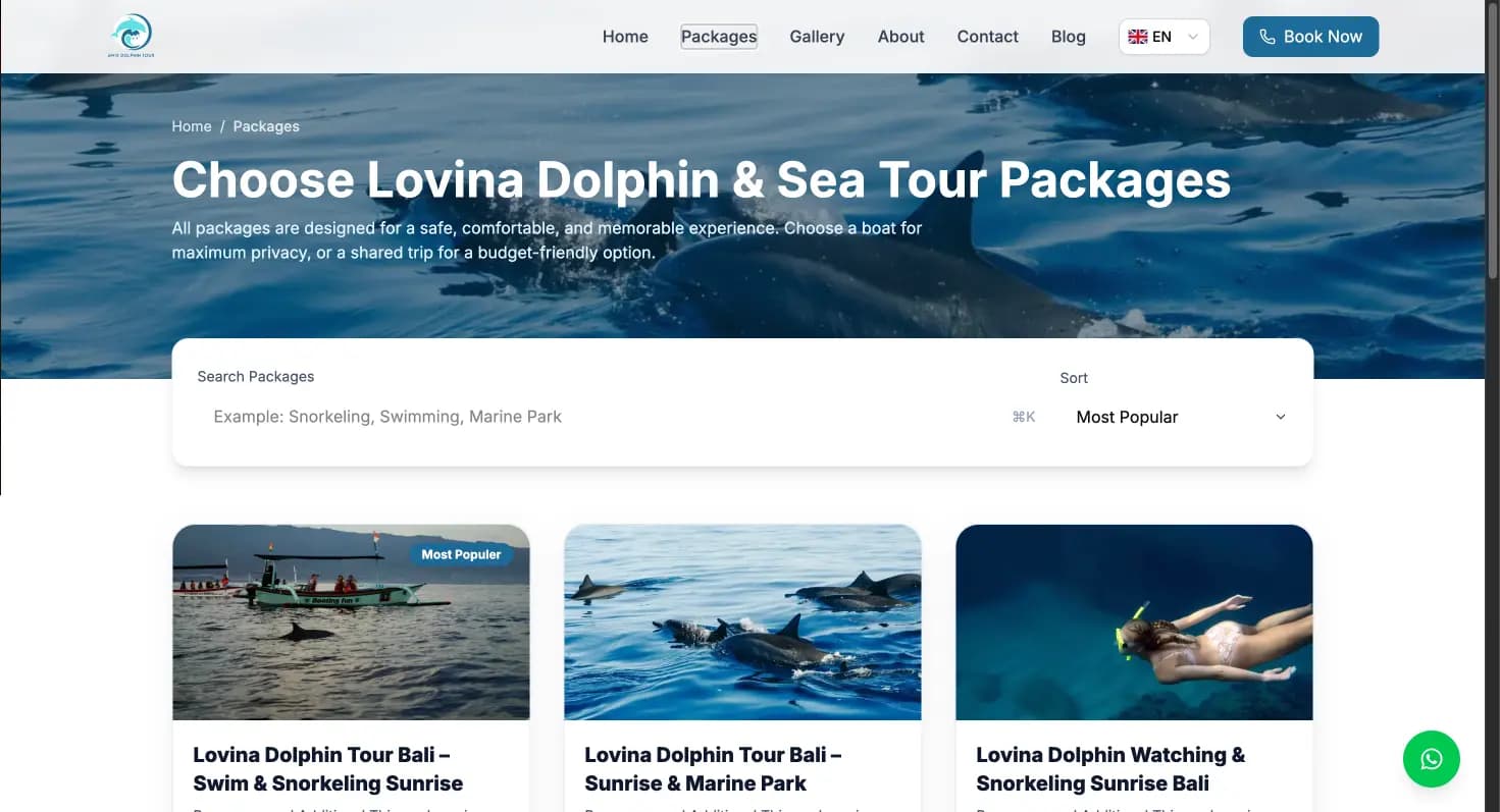 Tampilan booking Awix Lovina Dolphin Tour
