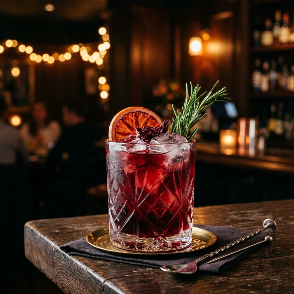 Racikan minuman dingin bunga rosella dan sirup rosemary buatan sendiri